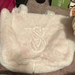 Victoria's Secret Cream Faux Fur Tote